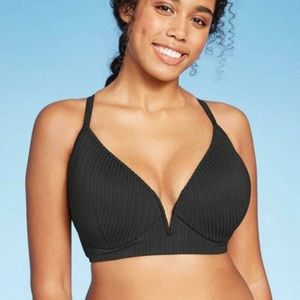 NEW Shade and Shore Bikini Bathing Suit Top Black Underwire Dream Lightly Padded